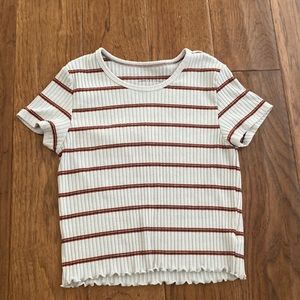 American Eagle White, Red and Black Striped shirt